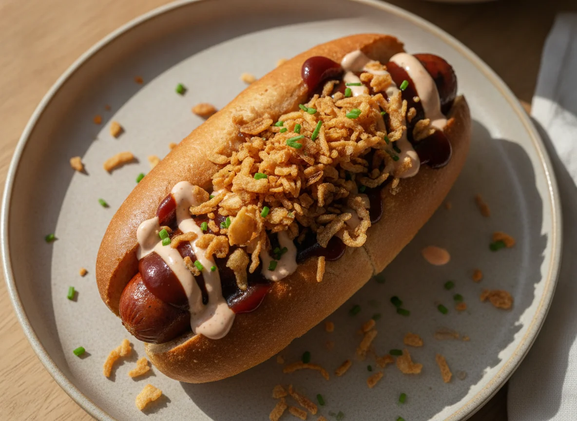 Icelandic Hot Dog with BBQ and Kokteilsosa photo