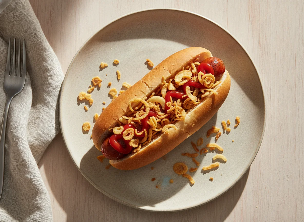 Icelandic Hot Dog with Fried Onions photo
