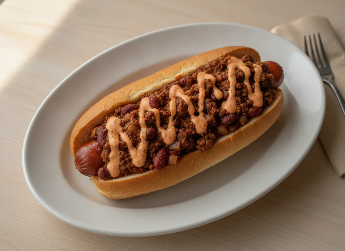 Icelandic Hot Dog with Meat Sauce photo