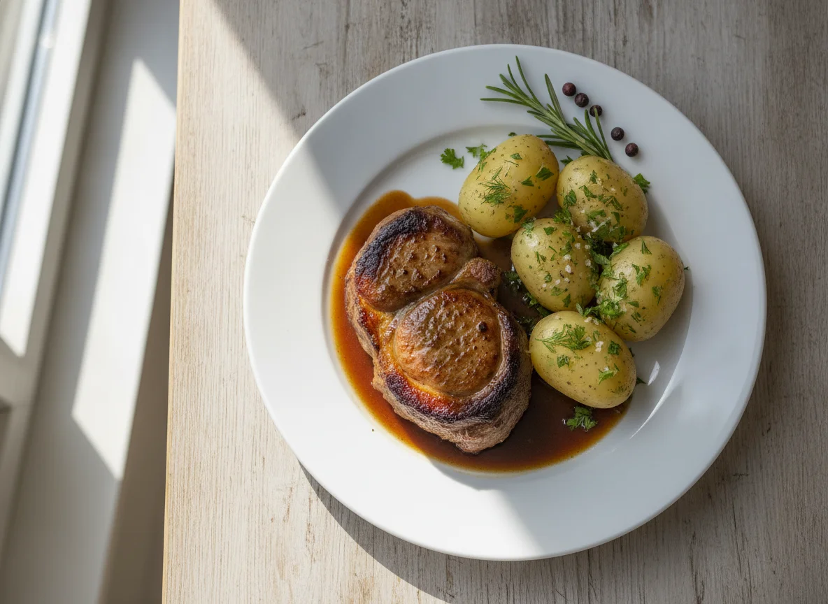 Icelandic Lamb with Potatoes and Brown Sauce photo