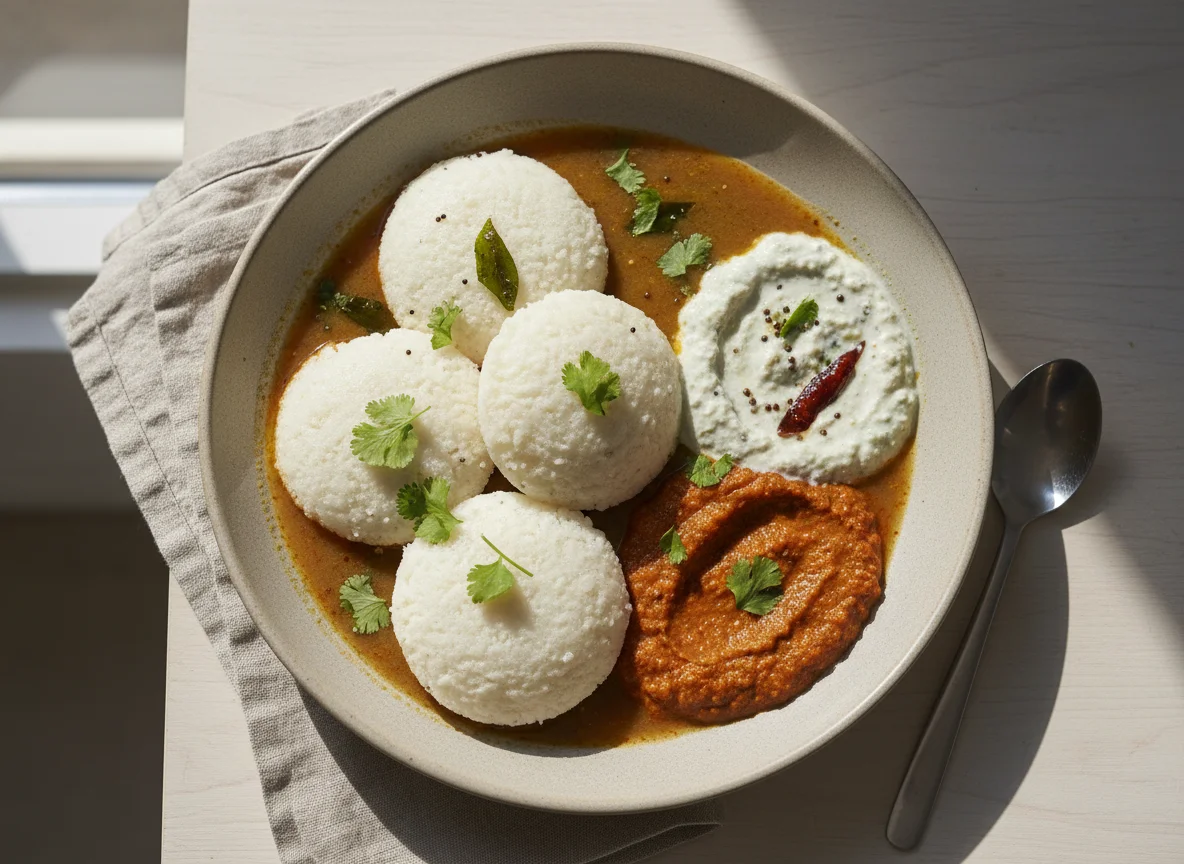 Idli Sambar with Chutneys photo