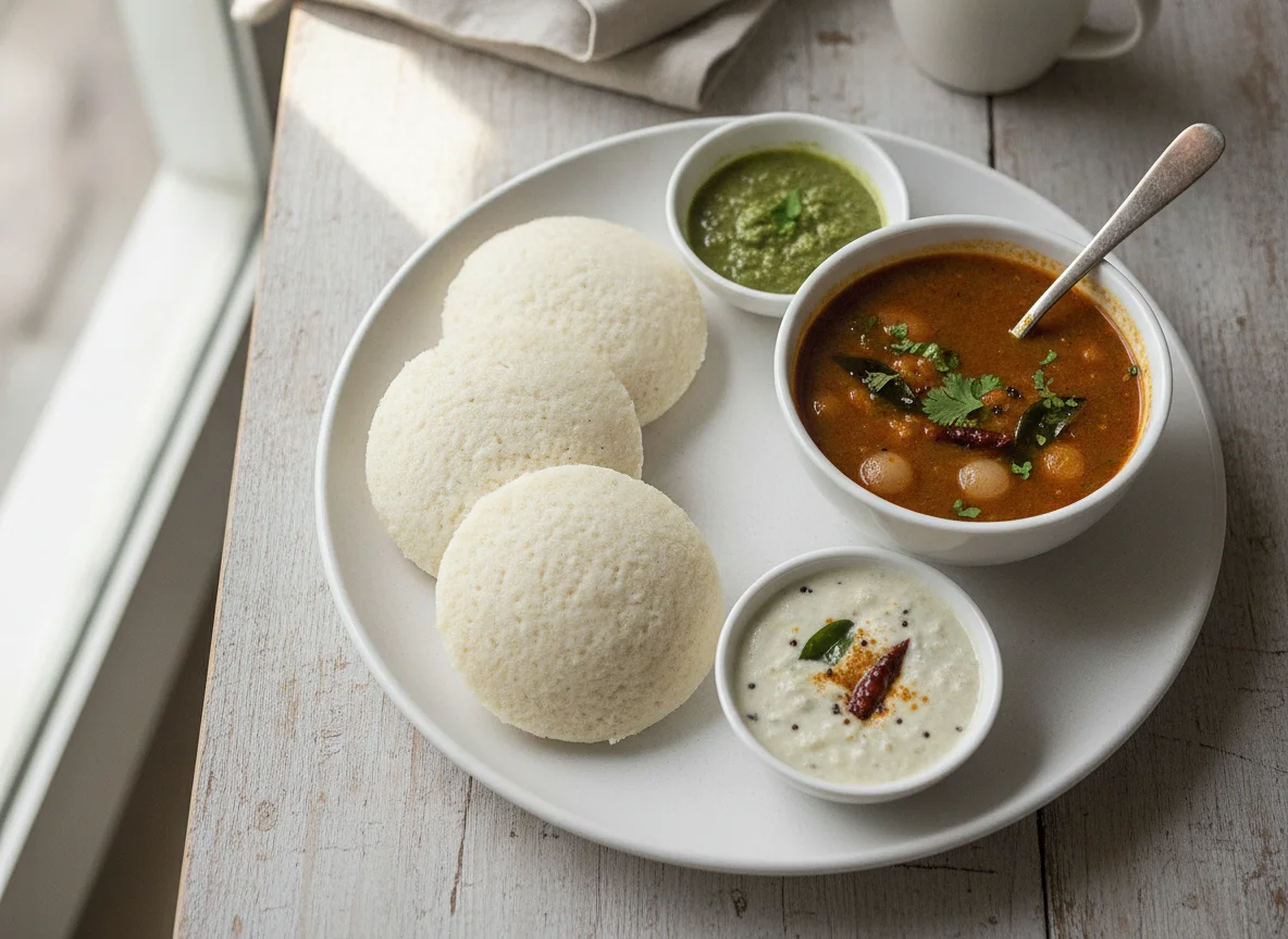 Idli with Sambar and Chutney photo