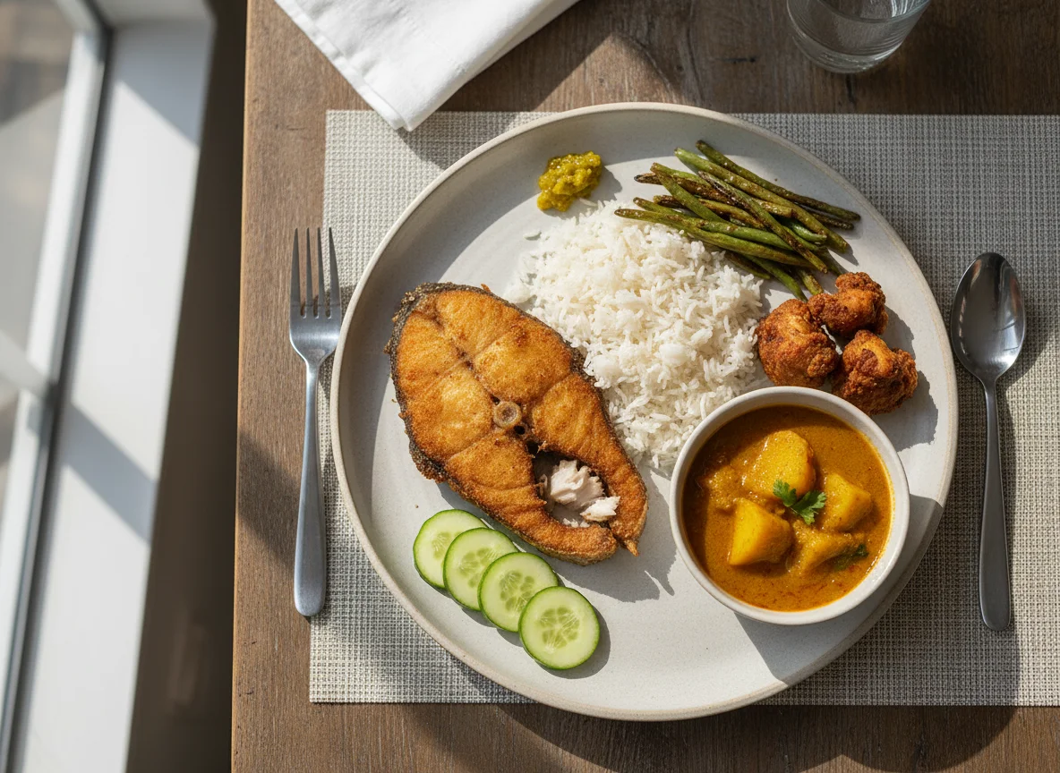 Indian Fish and Rice Meal photo