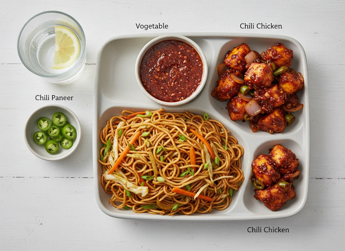 Indian-Chinese Meal Tray photo