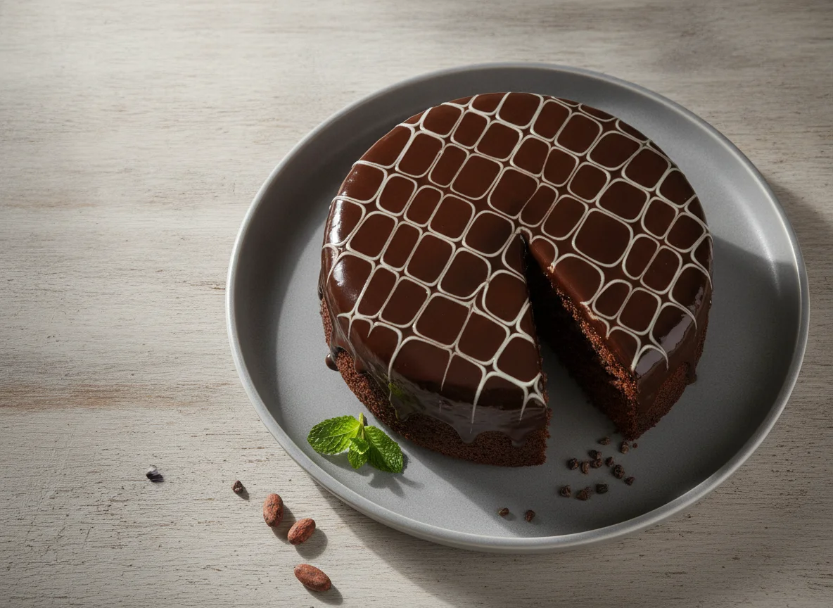 Individual Chocolate Cake with Glaze photo
