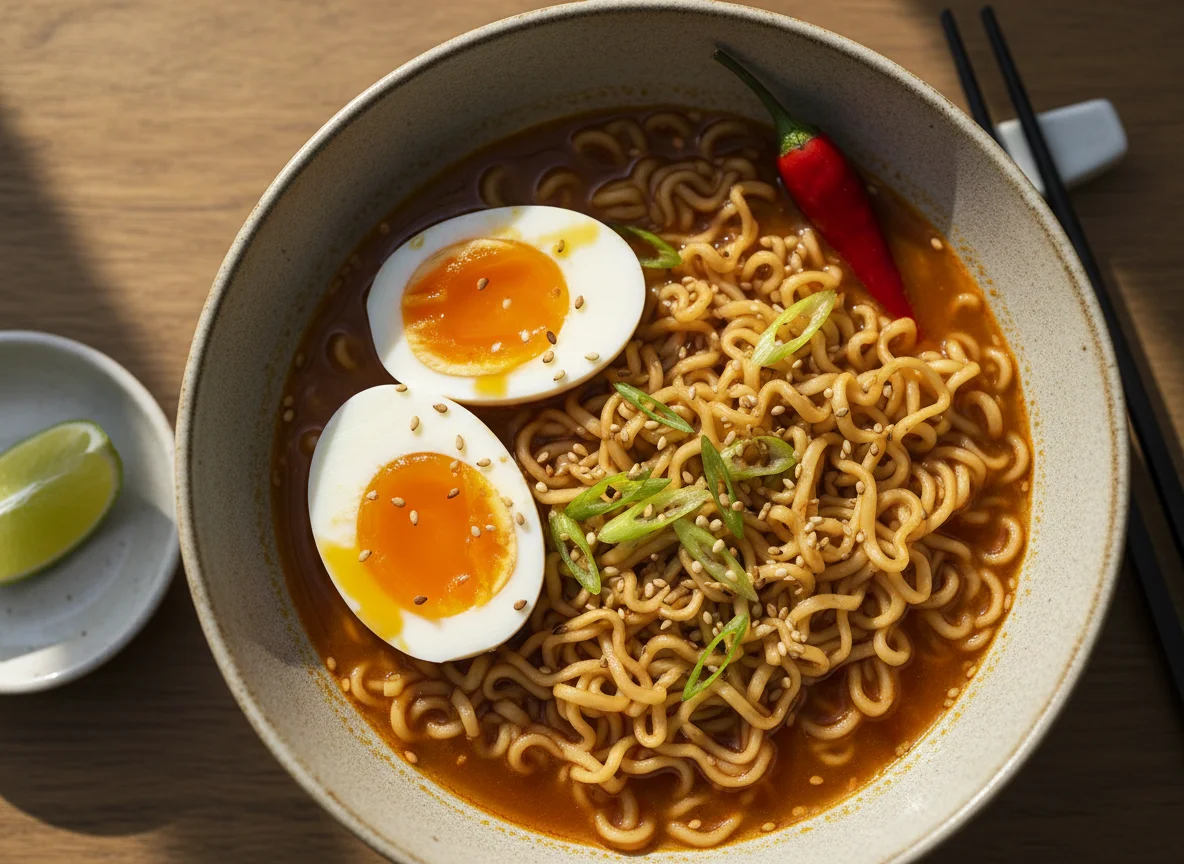 Instant Noodles with Boiled Eggs photo