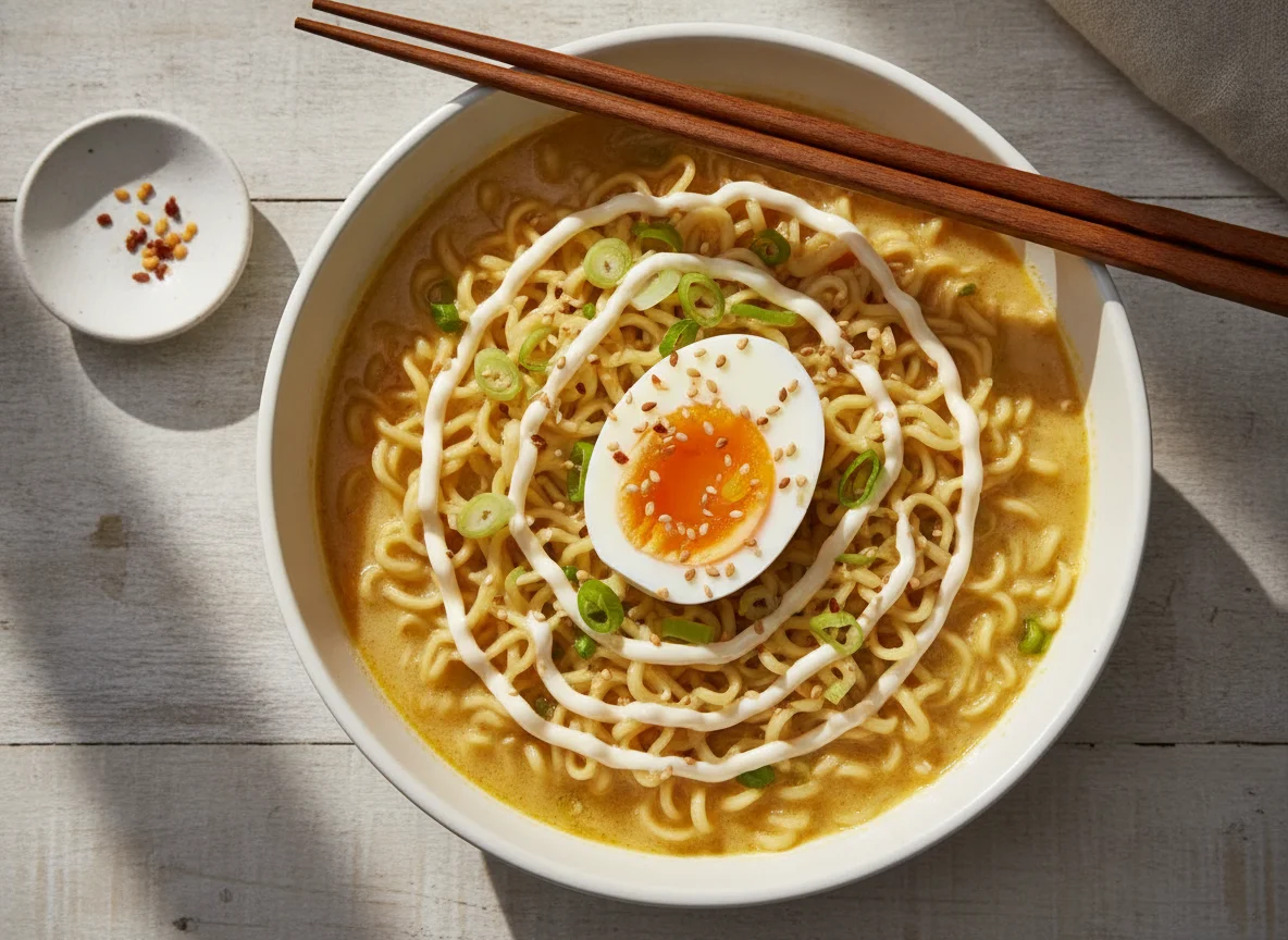Instant Noodles with Egg and Mayonnaise photo