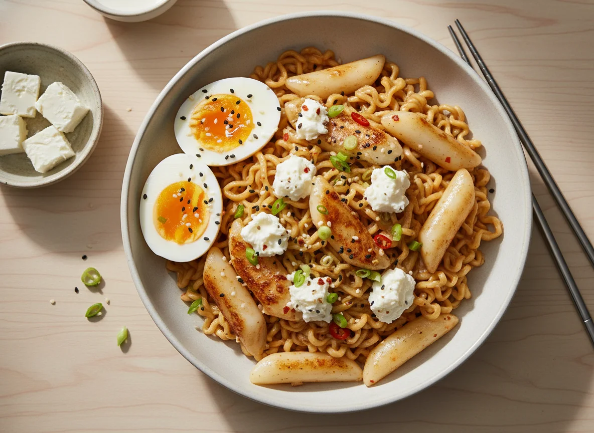 Instant Noodles with Eggs and Rice Cakes photo