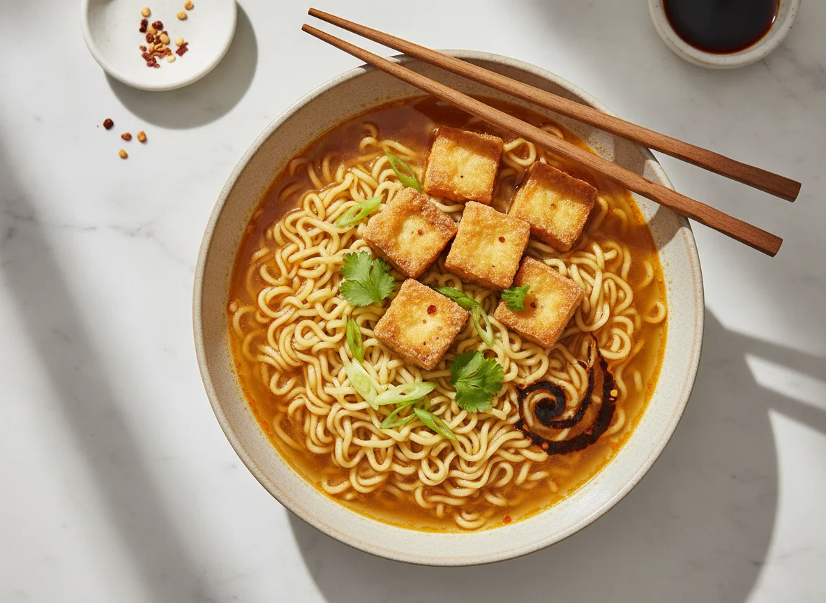 Instant Noodles with Fried Tofu photo