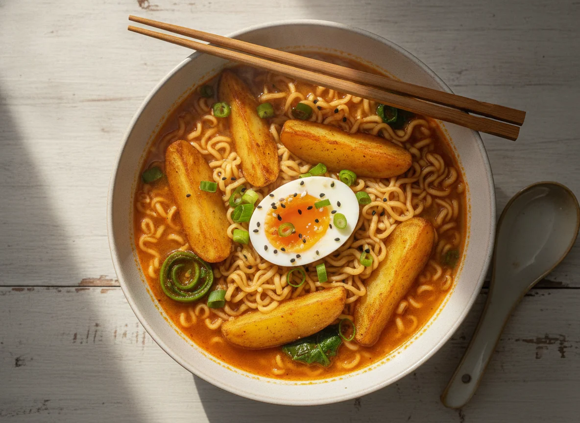 Instant Noodles with Potato and Egg photo