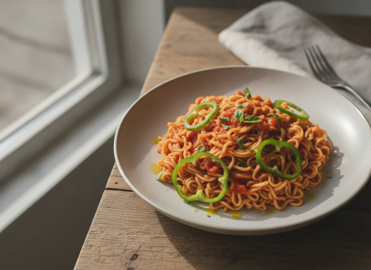 Instant Noodles with Tomato Sauce photo