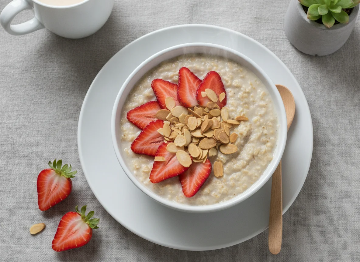 Instant Oatmeal with Strawberry and Almond photo