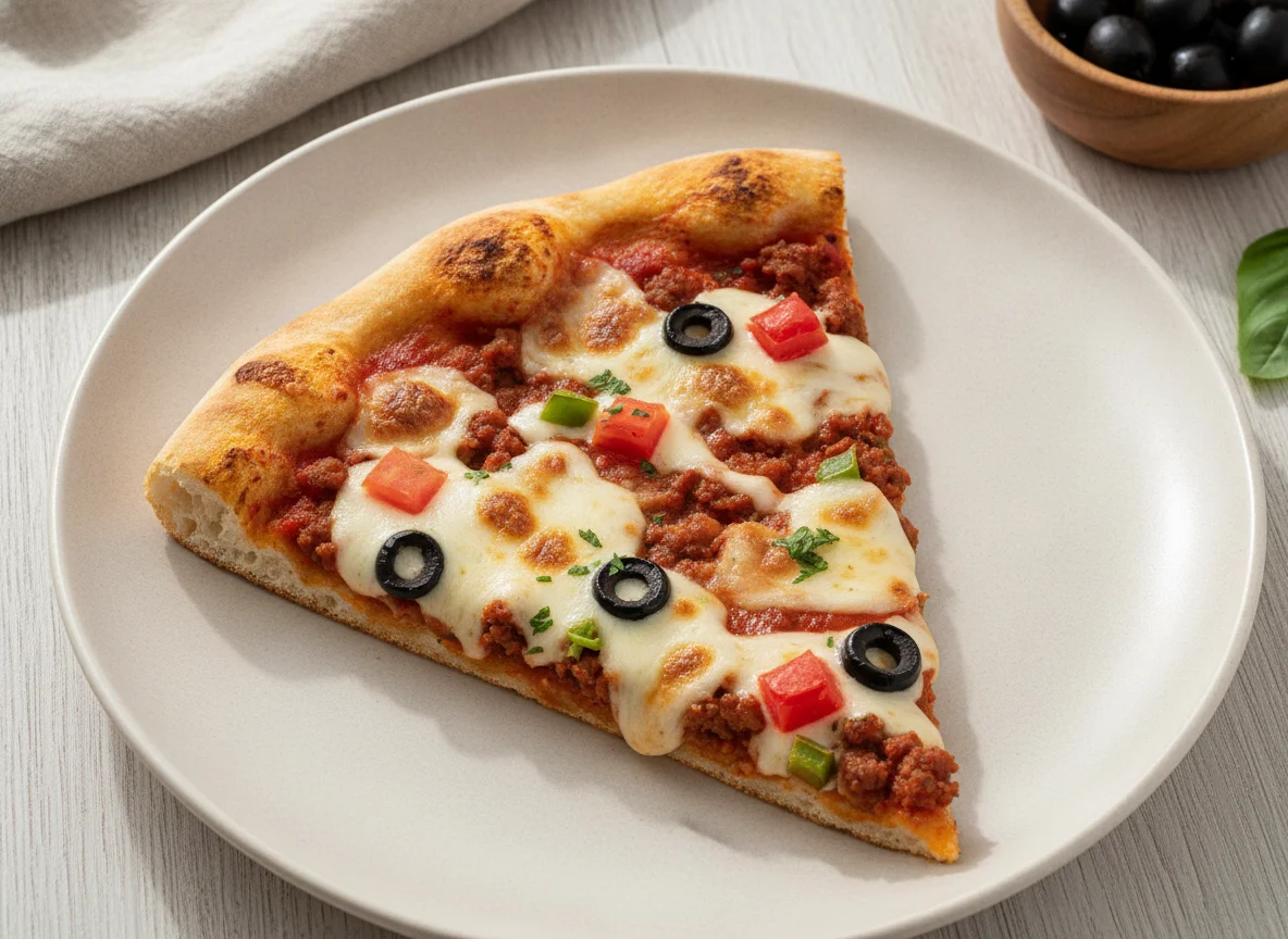 Iraqi Style Meat Pizza Slice photo