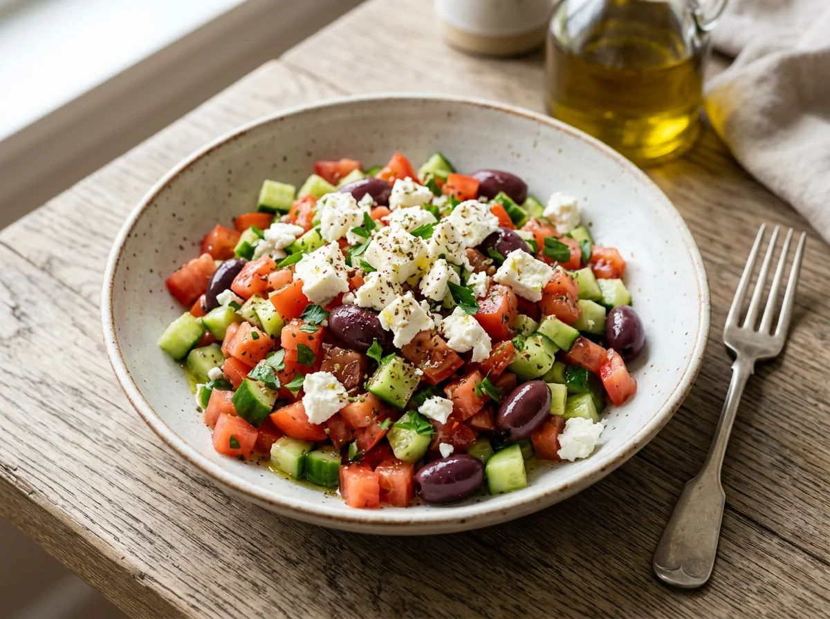Israeli Salad with Feta and Olives photo