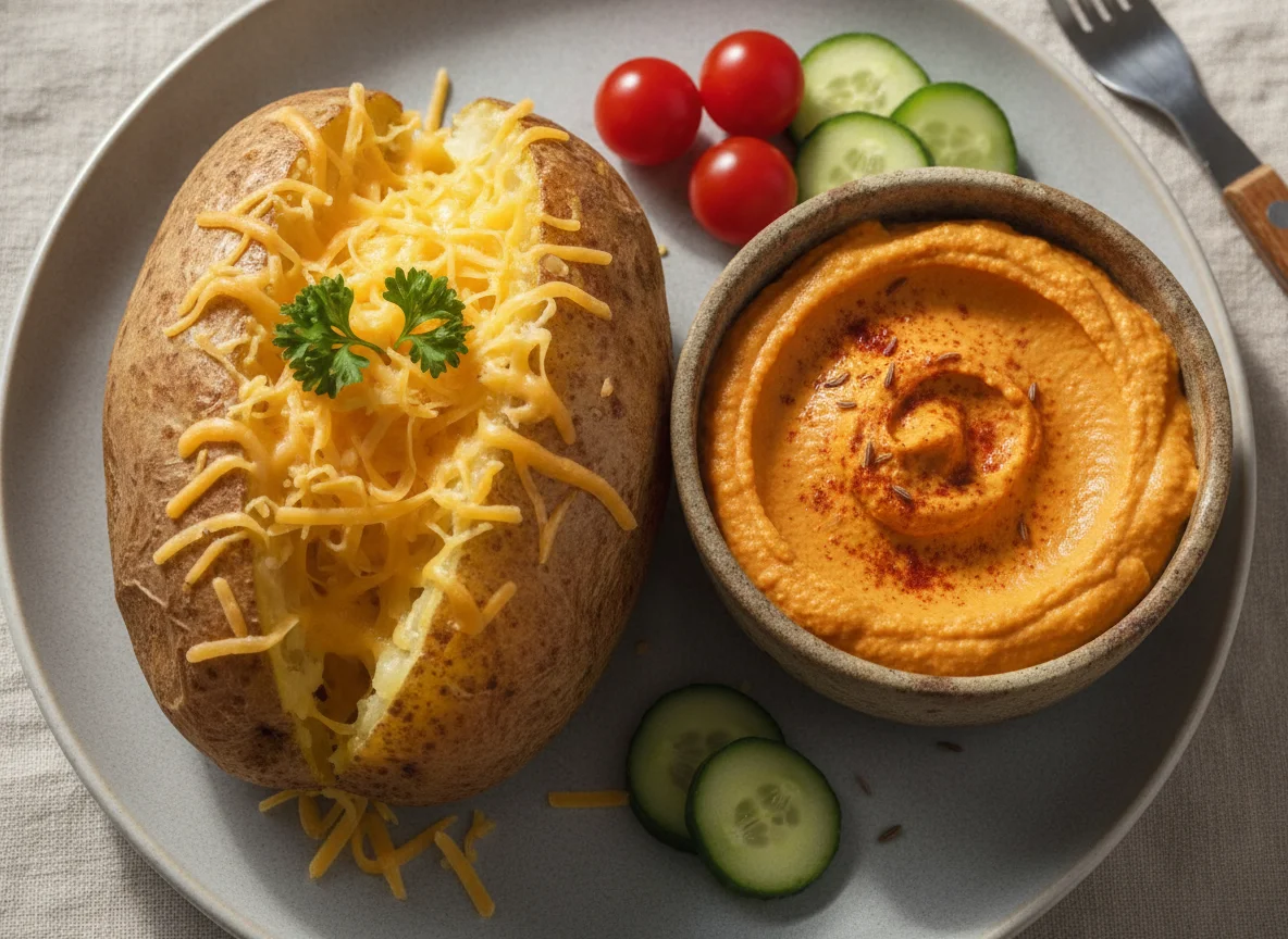 Jacket Potato with Cheese and Dip photo