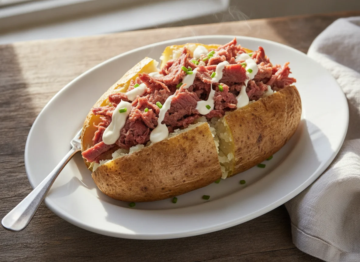 Jacket Potatoes with Corned Beef and Mayonnaise photo