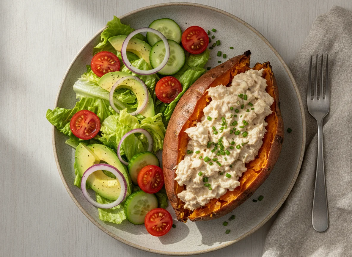 Jacket Sweet Potato with Tuna Mayo and Side Salad photo