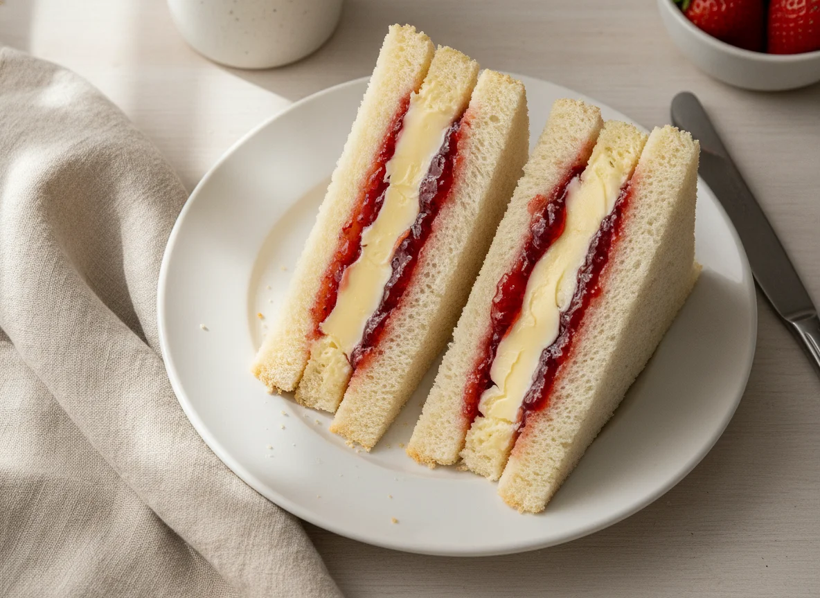 Jam and Butter Sandwiches photo