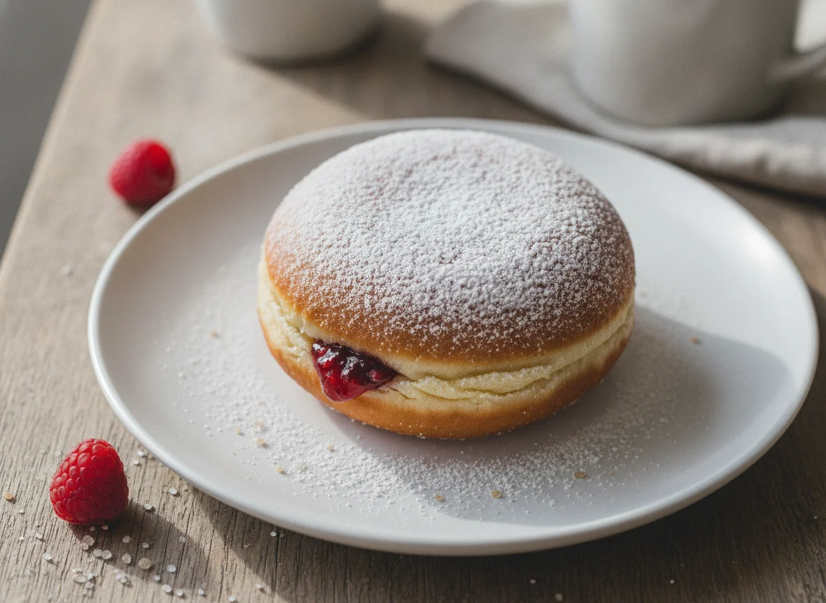 Jam Doughnut with Icing Sugar photo