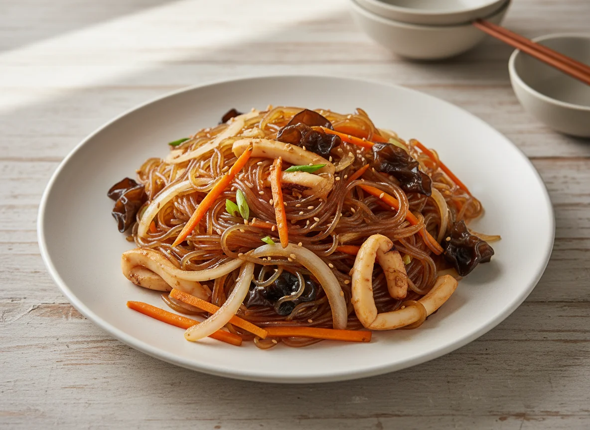 Japchae (Korean Glass Noodles Stir-fry) photo