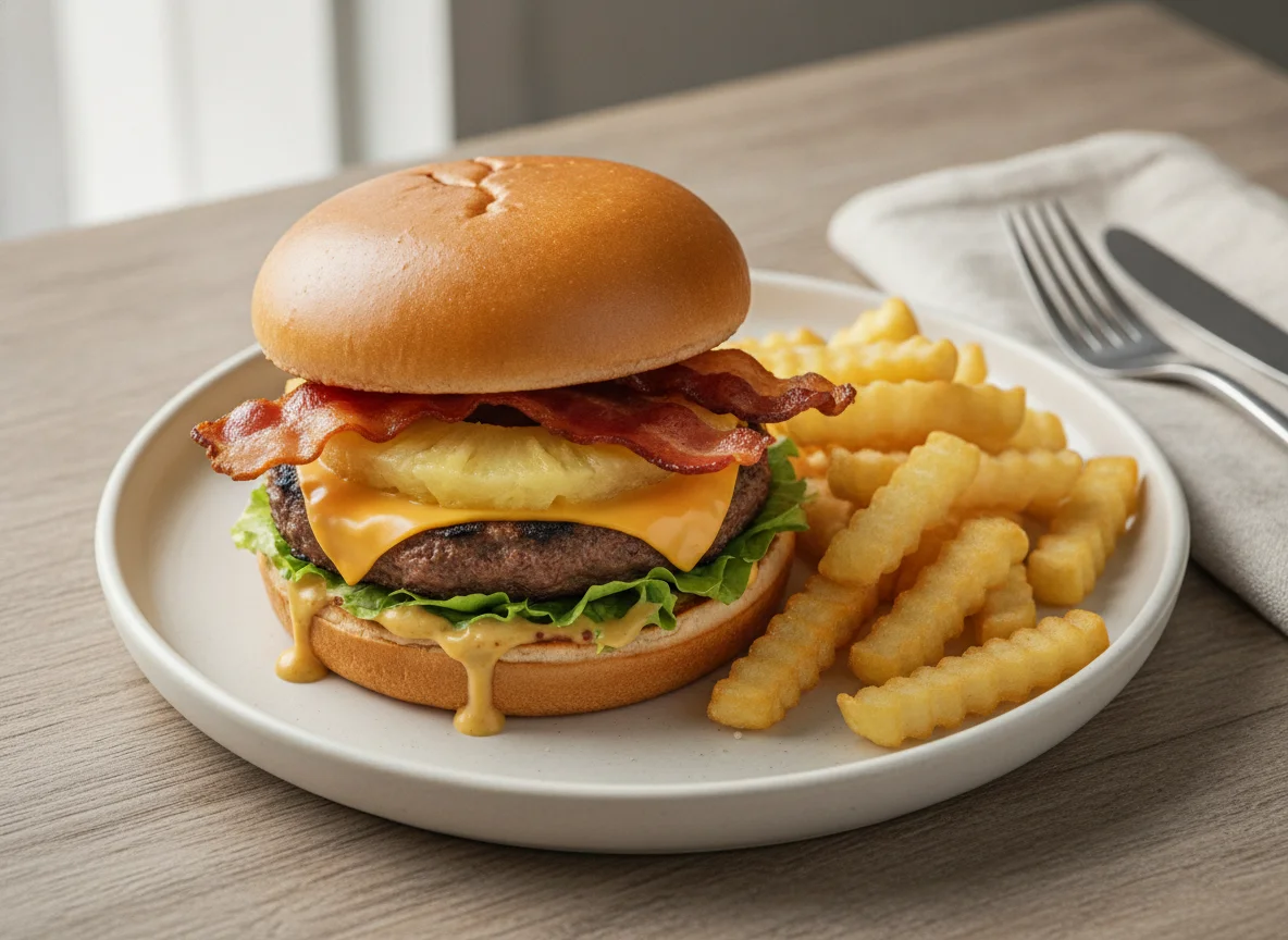 Jollibee Amazing Aloha Yumburger with Fries photo