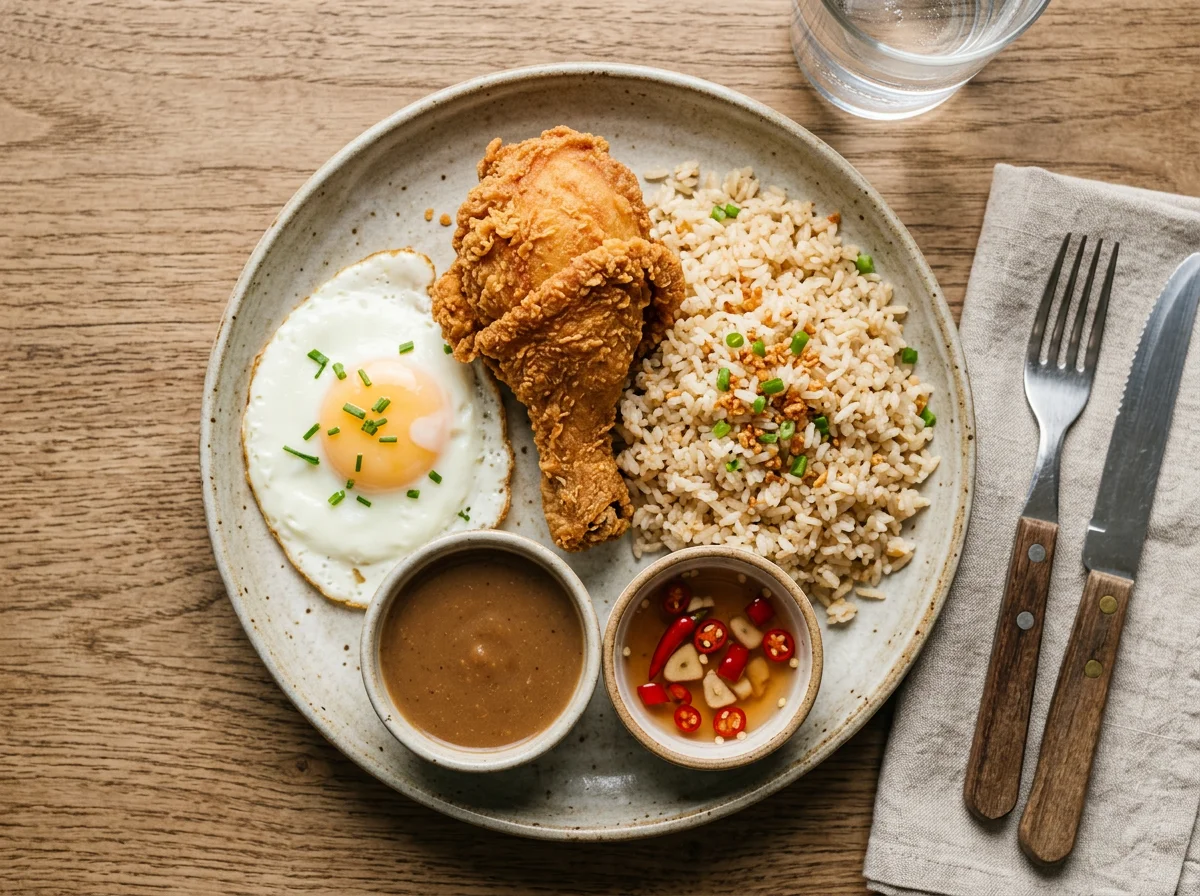 Jollibee Breakfast Chickenjoy with Garlic Rice and Egg photo