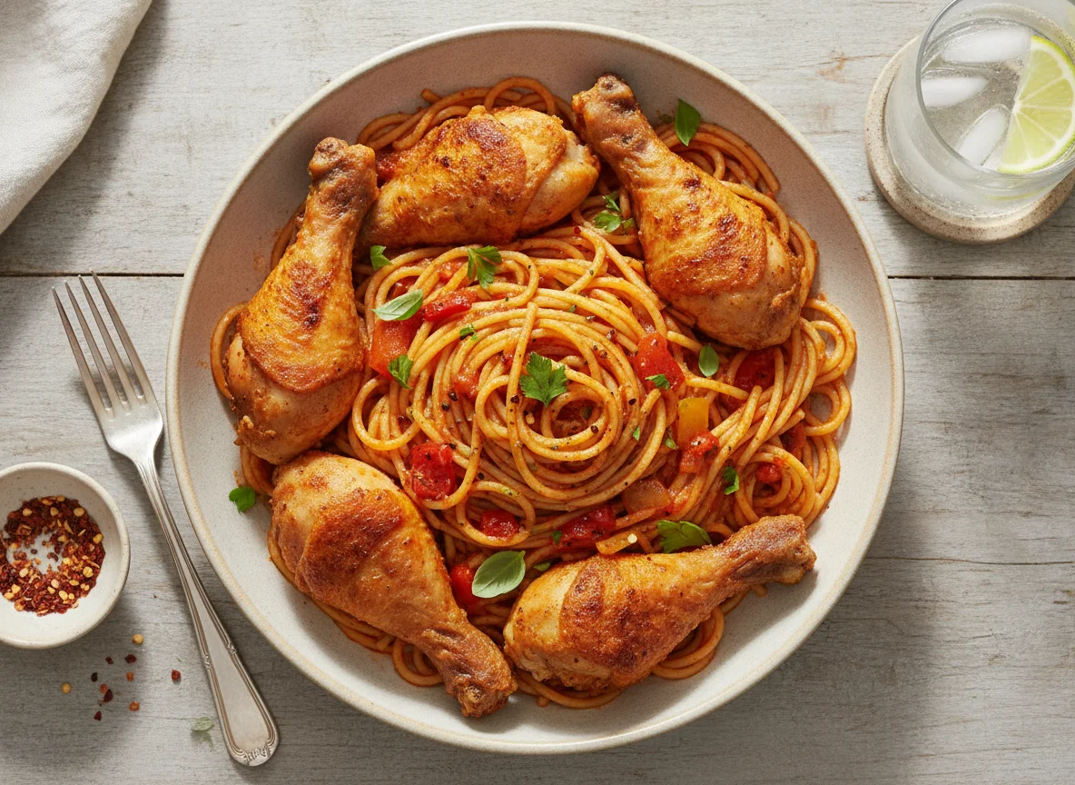 Jollof Spaghetti with Chicken photo