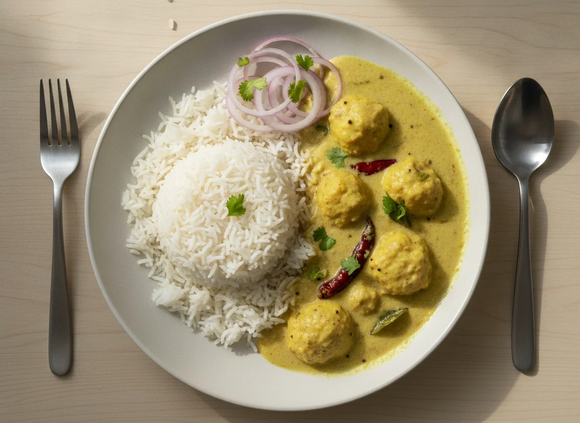 Kadhi Chawal with Onions photo