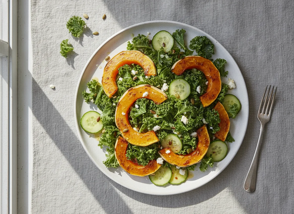 Kale and Squash Salad with Cucumber photo