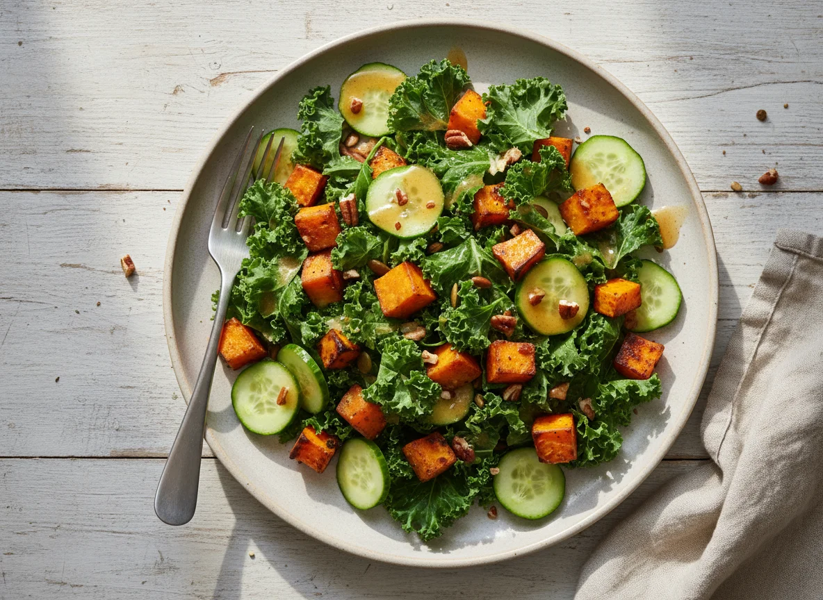 Kale and Sweet Potato Salad with Cucumber photo
