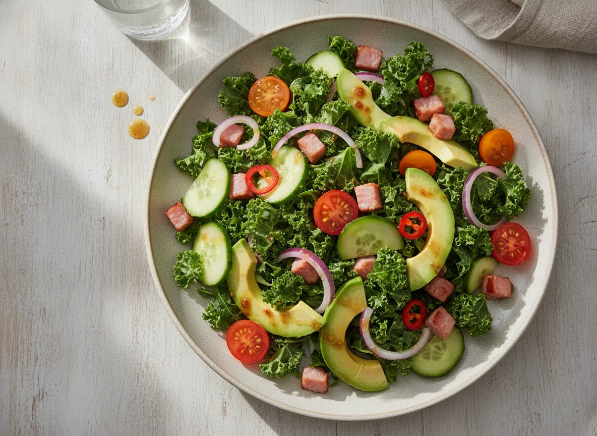 Kale Salad with Ham and Avocado photo