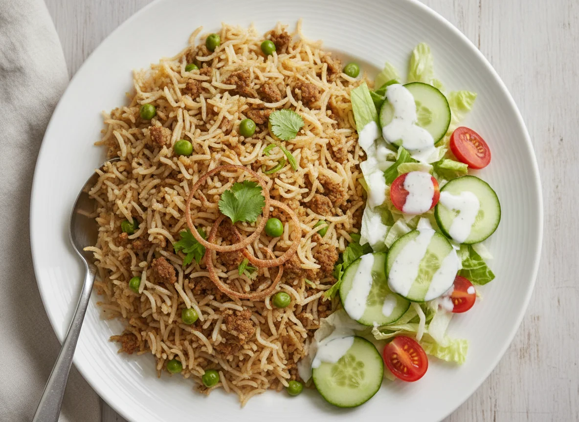 Keema Biryani with Side Salad photo