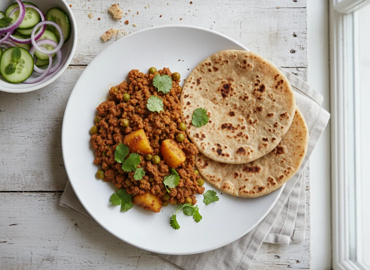 Keema with Roti and Salad photo