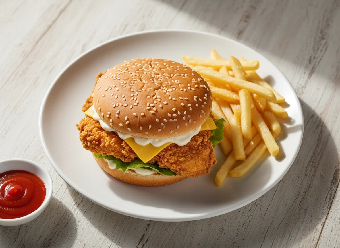 KFC Zinger Burger with Fries photo