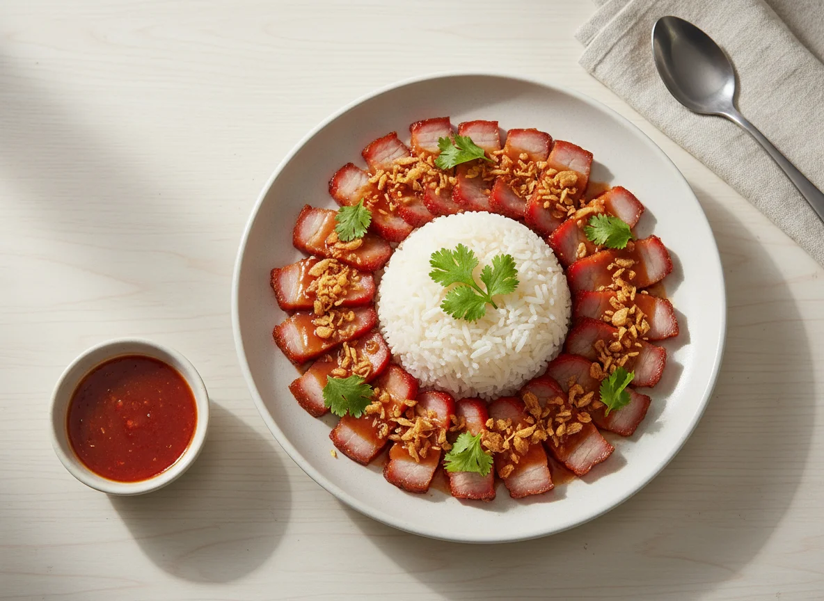 Khao Moo Daeng (Red Pork Rice) photo