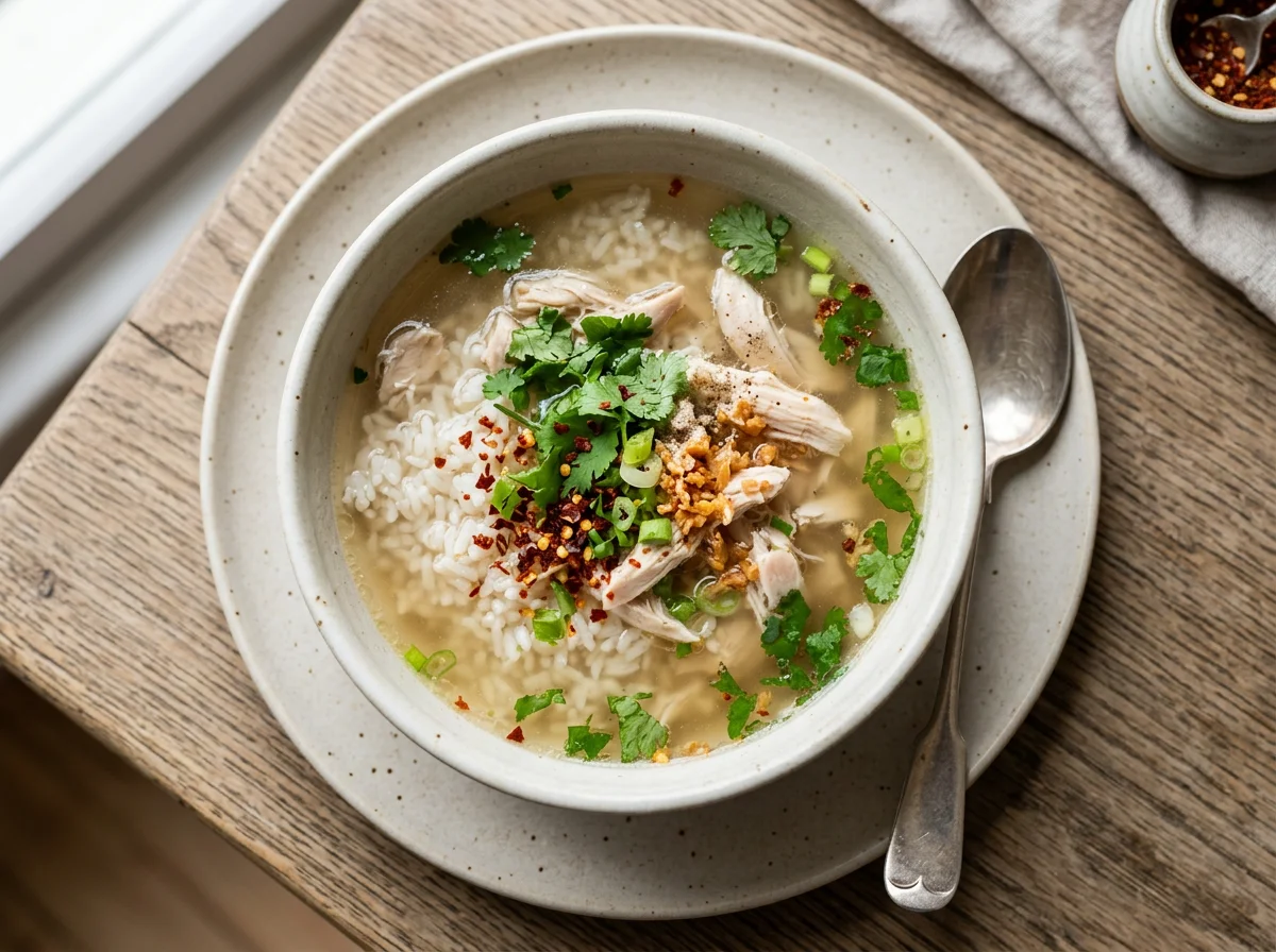 Khao Tom Gai (Chicken Rice Soup) photo