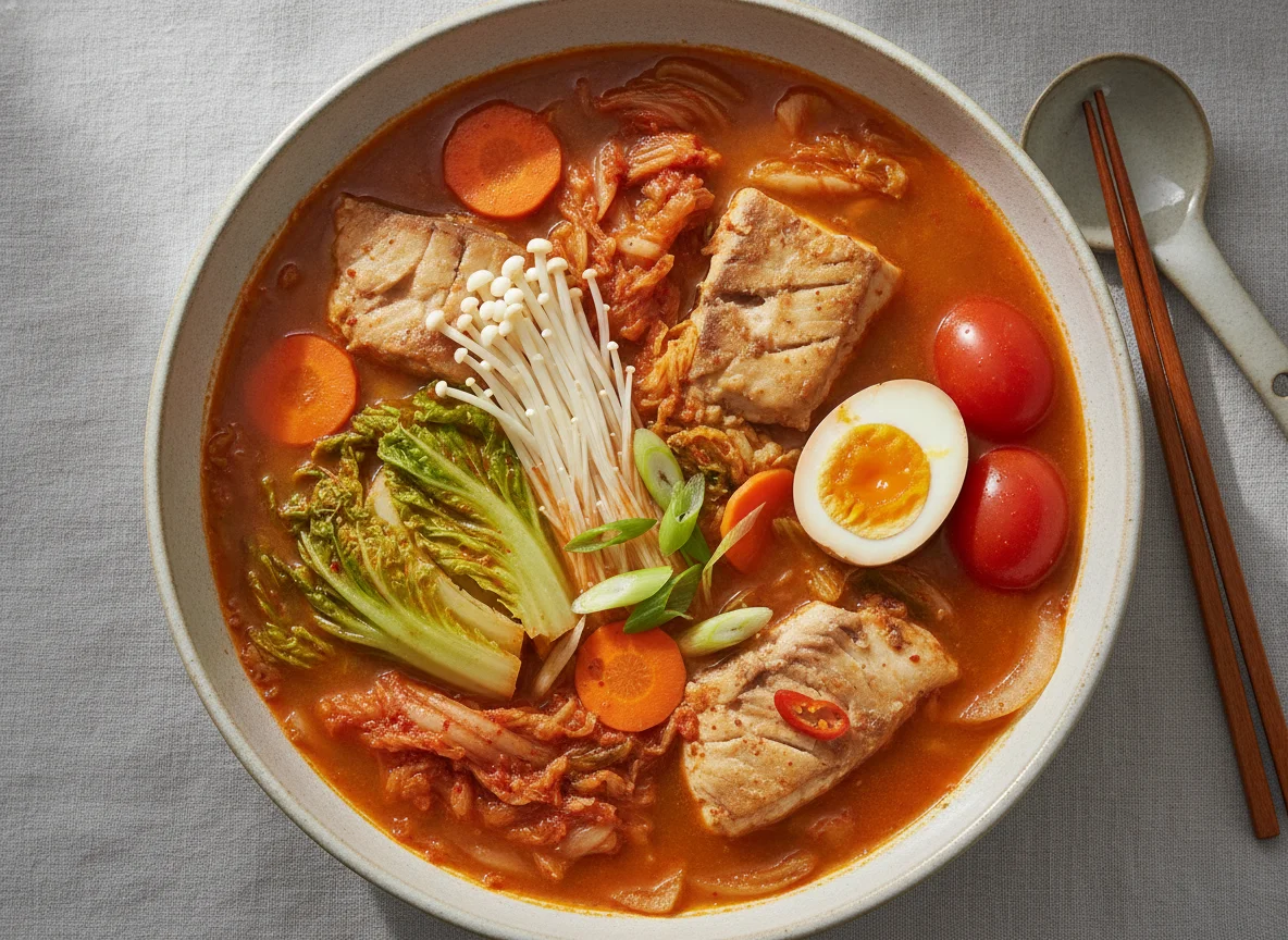 Kimchi Fish and Vegetable Hot Pot photo