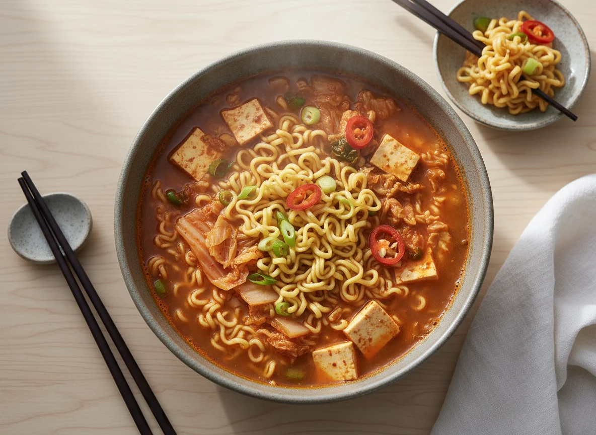 Kimchi Jjigae with Ramen and Tofu photo