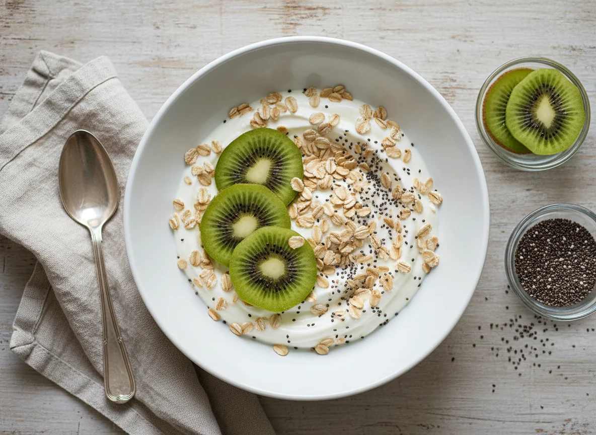 Kiwi Yogurt with Oats and Chia Seeds photo