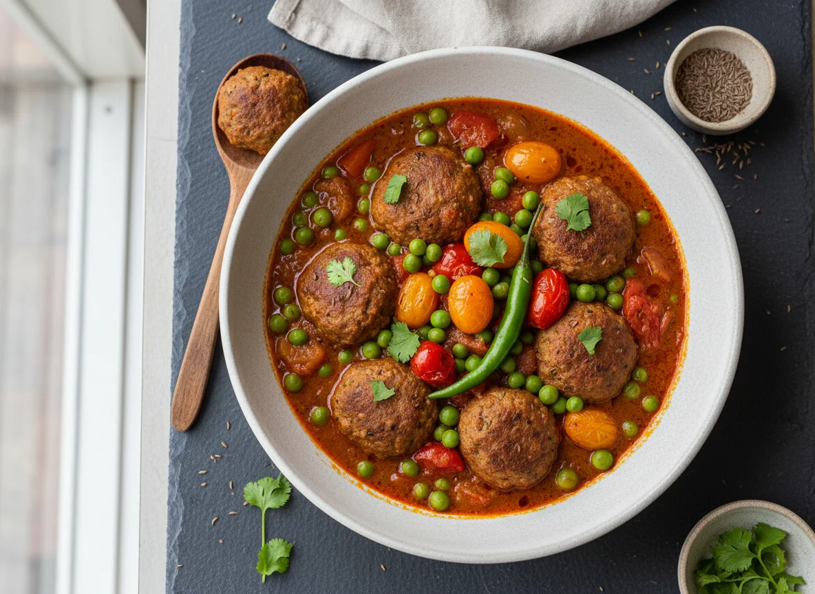 Kofta Curry with Peas and Tomatoes photo