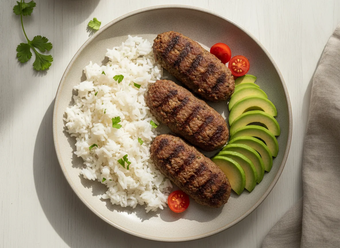 Kofta with Rice and Avocado photo