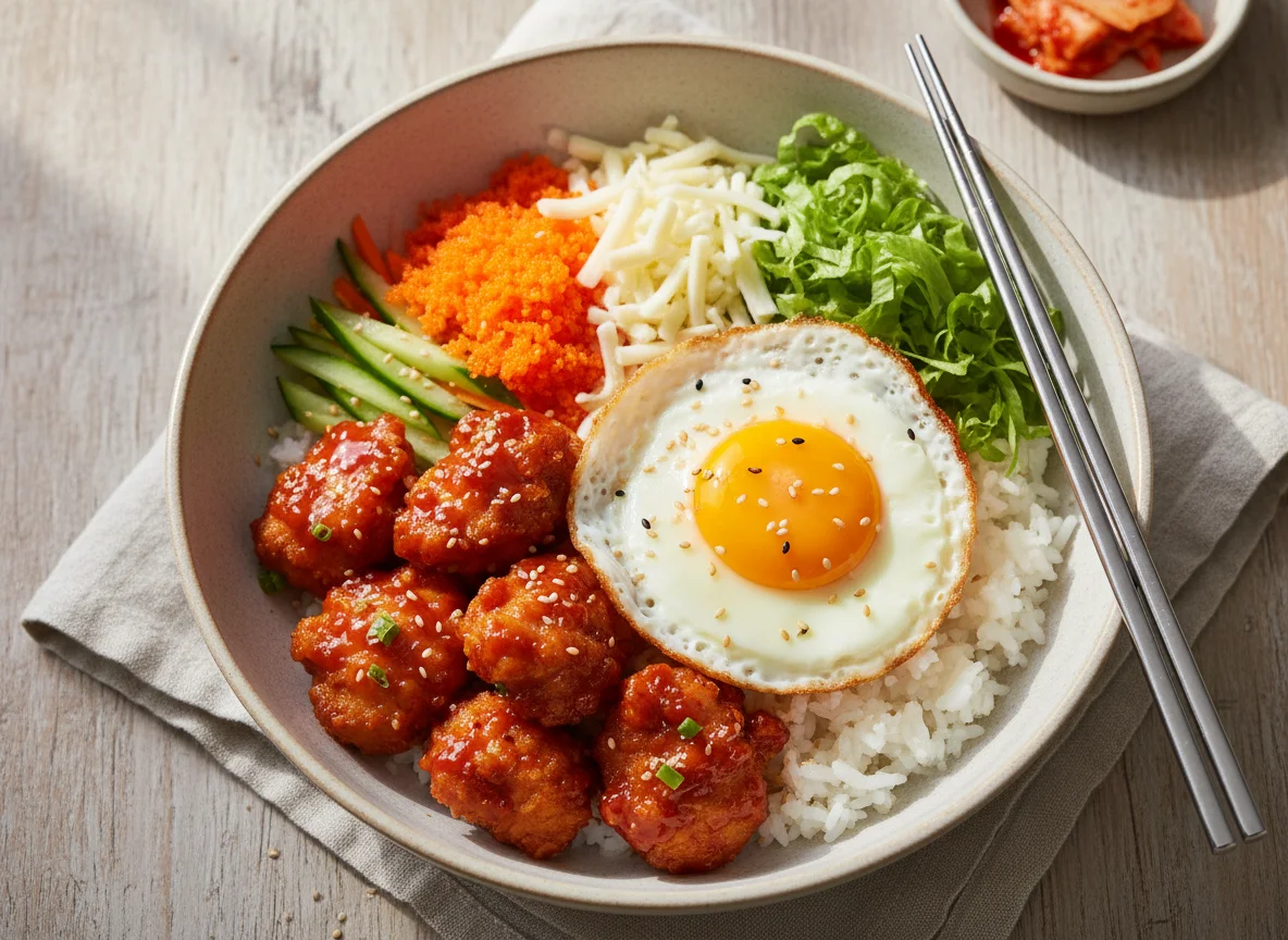 Korean Fried Chicken Bibimbap Bowl photo