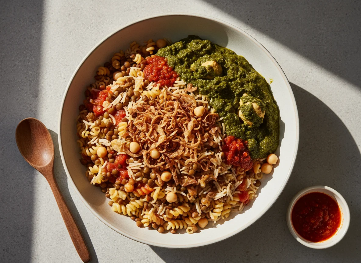 Koshary with Molokhia photo