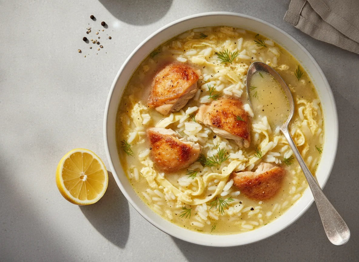 Kotosoupa Avgolemono (Greek Chicken Soup with Egg-Lemon Sauce) photo