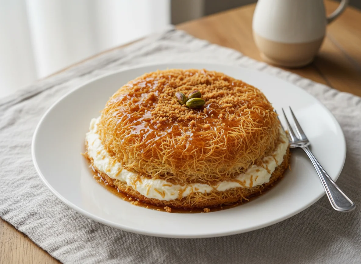 Kunafa with Cream and Topping photo