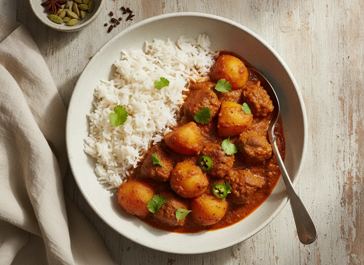 Lamb and Potato Curry with Rice photo