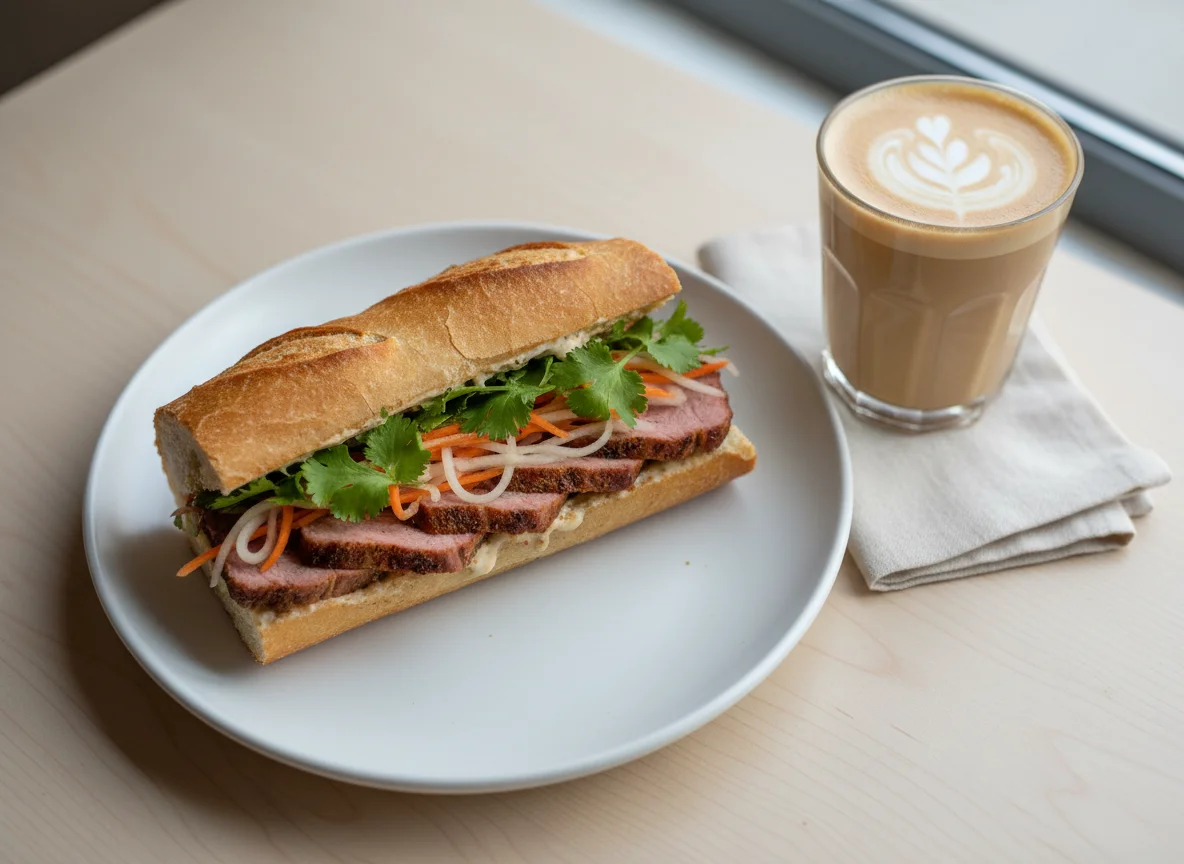 Lamb Banh Mi and Oat Latte photo
