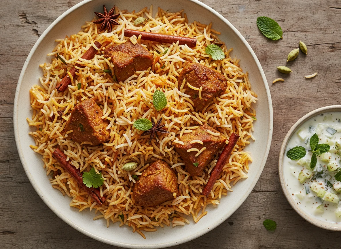 Lamb Biryani with Raita photo