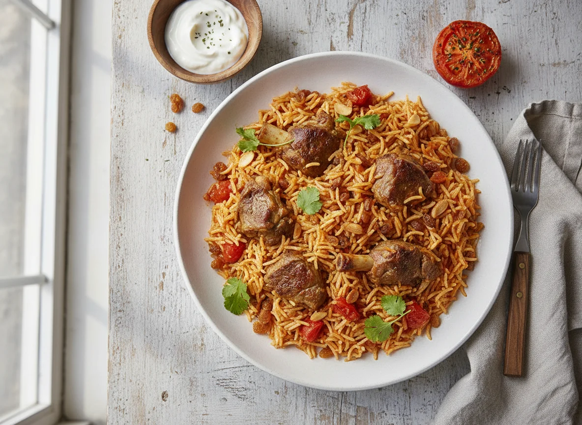 Lamb or Goat Pilaf with Tomato Rice photo
