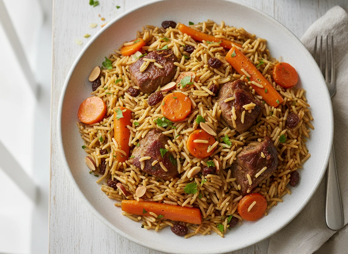 Lamb Pilaf with Carrots and Raisins photo